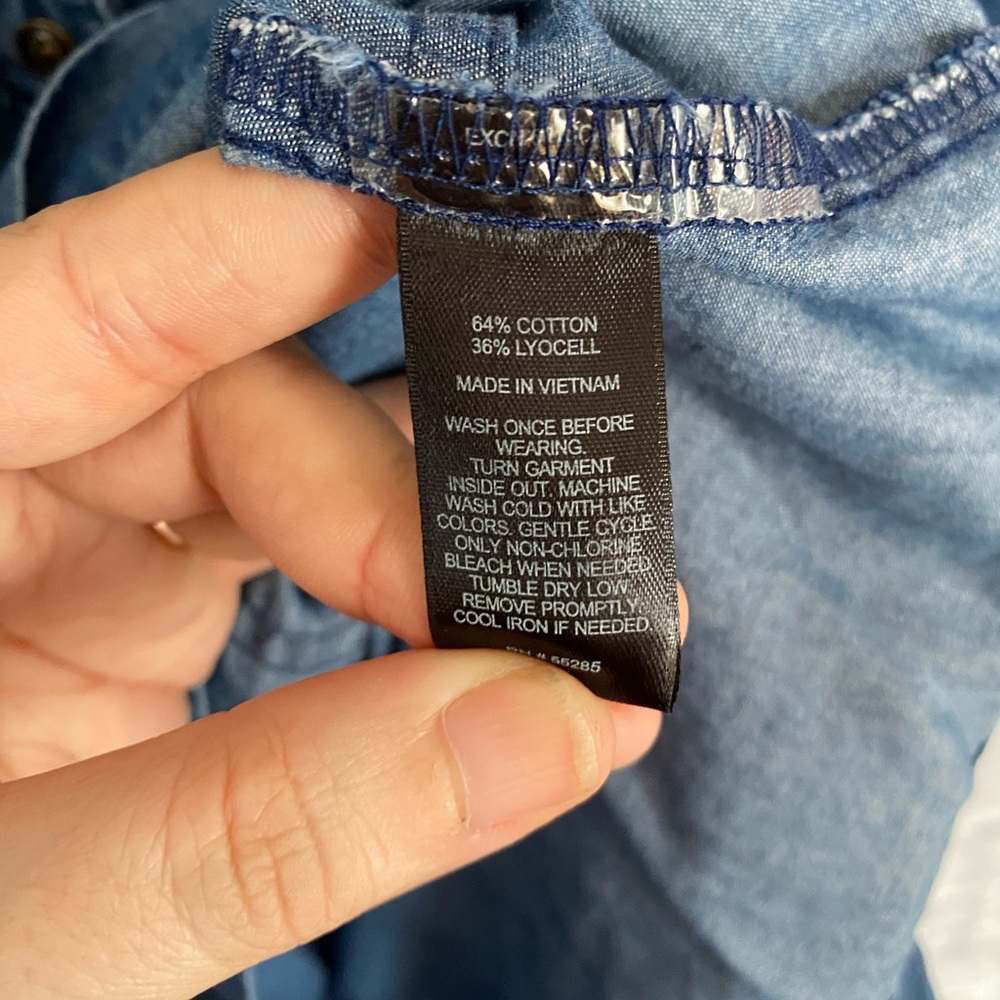 Express Chambray Button-Up Cinched Waist Romper. … - image 6